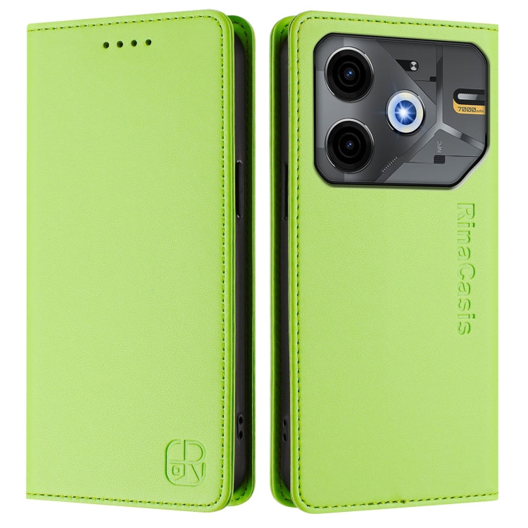 For Tecno Pova 6 Neo RC01 Dual-Folded Magnetic Suction RFID Leather Phone Case