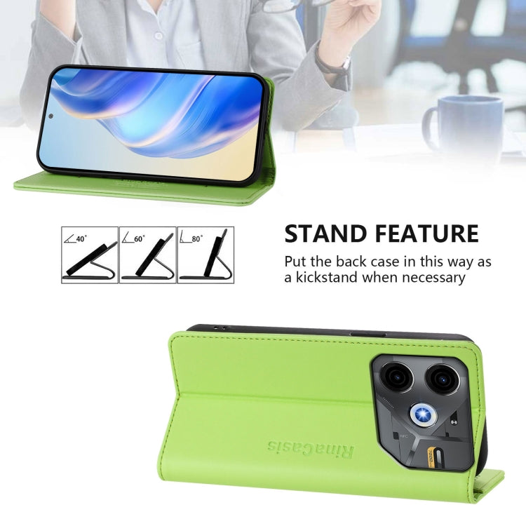 For Tecno Pova 6 Neo RC01 Dual-Folded Magnetic Suction RFID Leather Phone Case