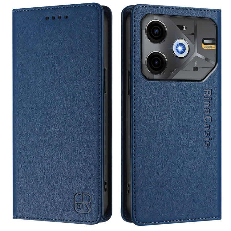 For Tecno Pova 6 Neo RC01 Dual-Folded Magnetic Suction RFID Leather Phone Case