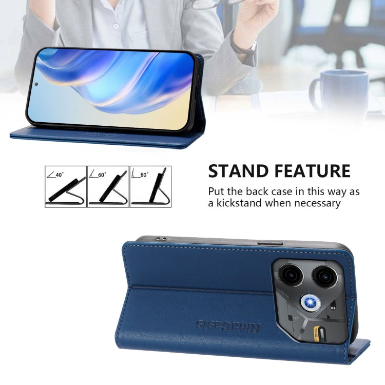 For Tecno Pova 6 Neo RC01 Dual-Folded Magnetic Suction RFID Leather Phone Case