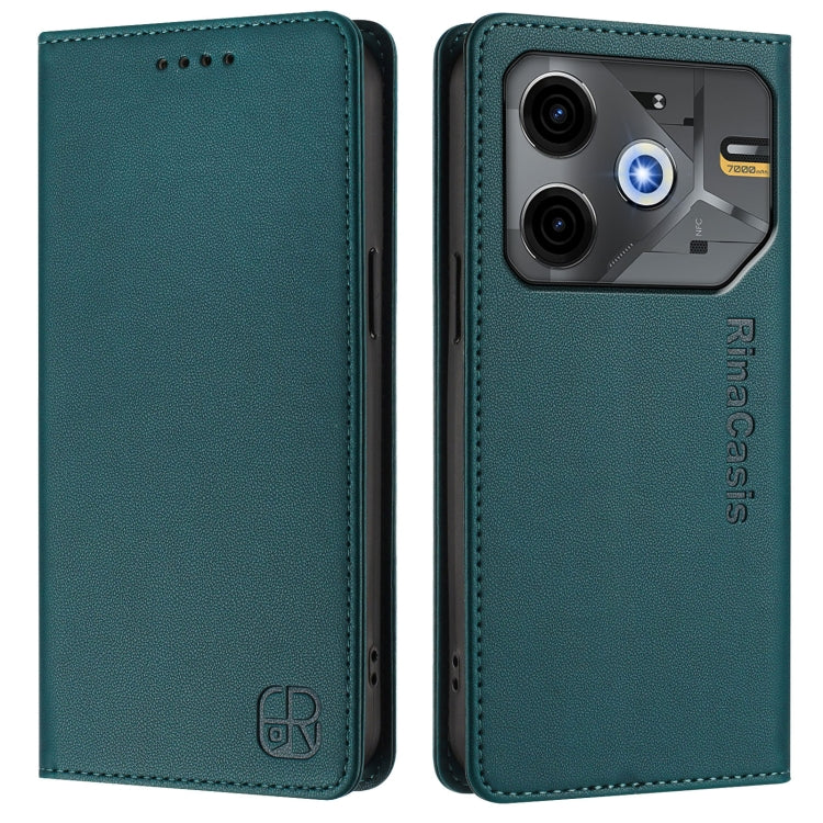 For Tecno Pova 6 Neo RC01 Dual-Folded Magnetic Suction RFID Leather Phone Case