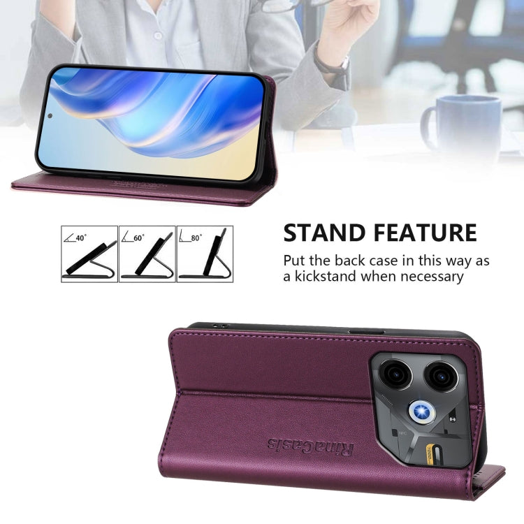 For Tecno Pova 6 Neo RC01 Dual-Folded Magnetic Suction RFID Leather Phone Case