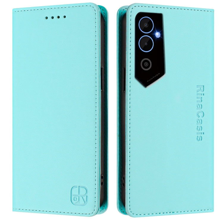 For Tecno Pova Neo 2 RC01 Dual-Folded Magnetic Suction RFID Leather Phone Case