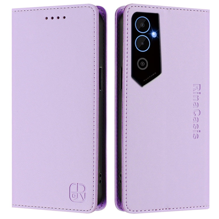 For Tecno Pova Neo 2 RC01 Dual-Folded Magnetic Suction RFID Leather Phone Case