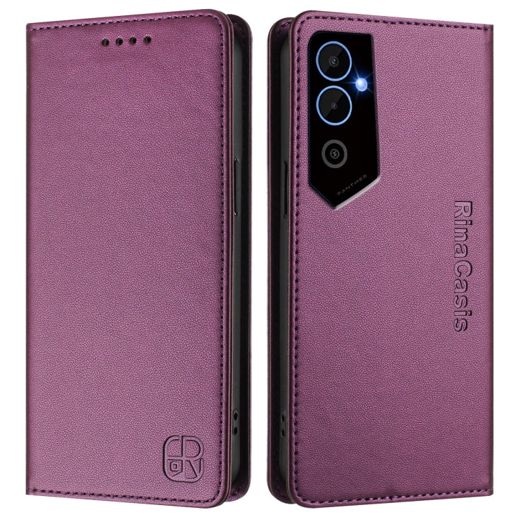 For Tecno Pova Neo 2 RC01 Dual-Folded Magnetic Suction RFID Leather Phone Case