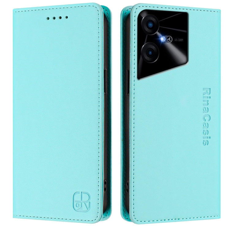 For Tecno Pova Neo 3 RC01 Dual-Folded Magnetic Suction RFID Leather Phone Case