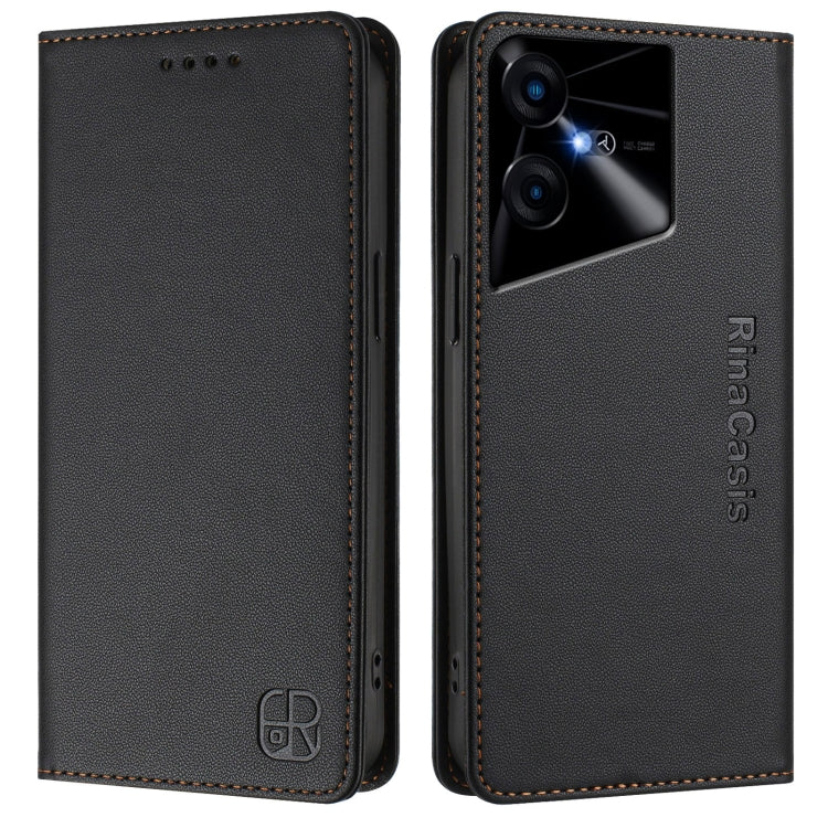 For Tecno Pova Neo 3 RC01 Dual-Folded Magnetic Suction RFID Leather Phone Case