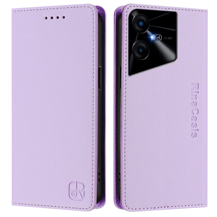 For Tecno Pova Neo 3 RC01 Dual-Folded Magnetic Suction RFID Leather Phone Case