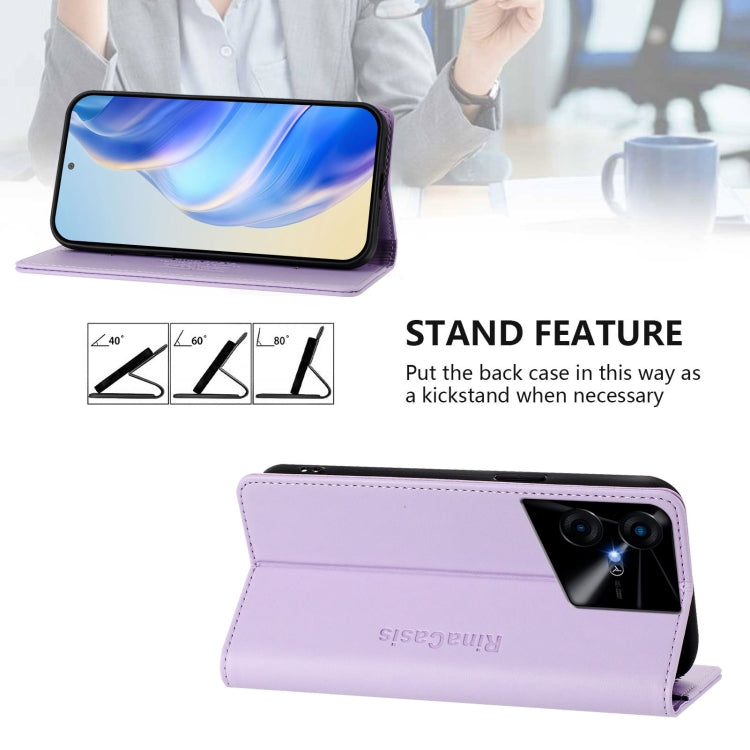 For Tecno Pova Neo 3 RC01 Dual-Folded Magnetic Suction RFID Leather Phone Case
