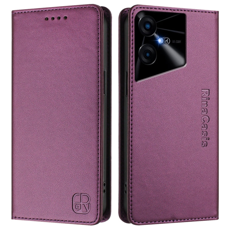 For Tecno Pova Neo 3 RC01 Dual-Folded Magnetic Suction RFID Leather Phone Case