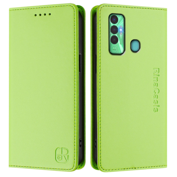For Tecno Spark 7P RC01 Dual-Folded Magnetic Suction RFID Leather Phone Case