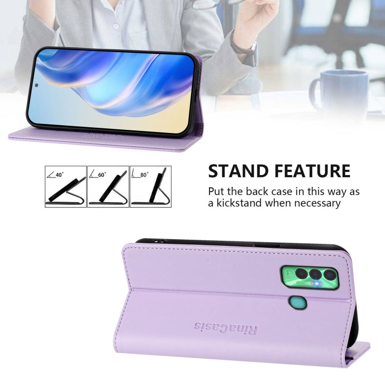 For Tecno Spark 7P RC01 Dual-Folded Magnetic Suction RFID Leather Phone Case