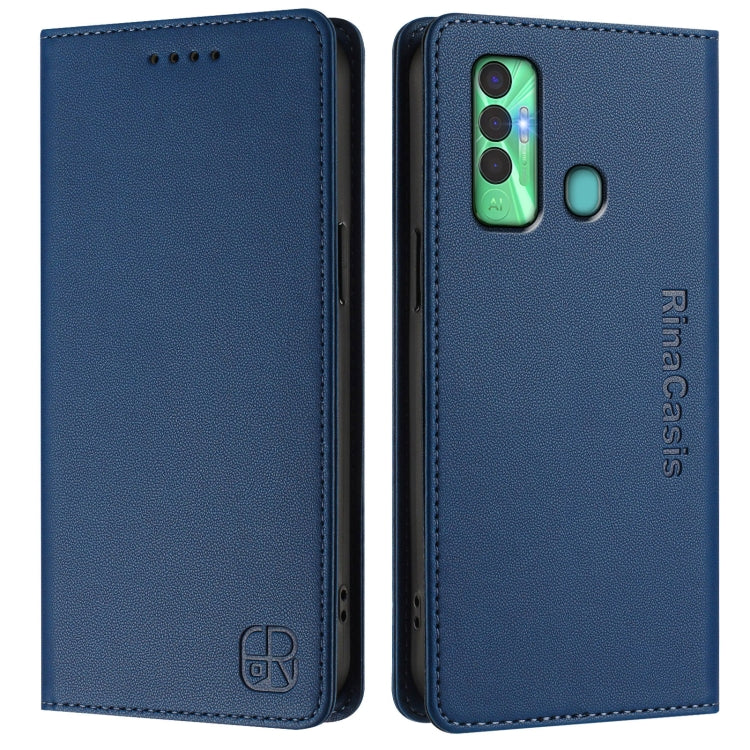 For Tecno Spark 7P RC01 Dual-Folded Magnetic Suction RFID Leather Phone Case