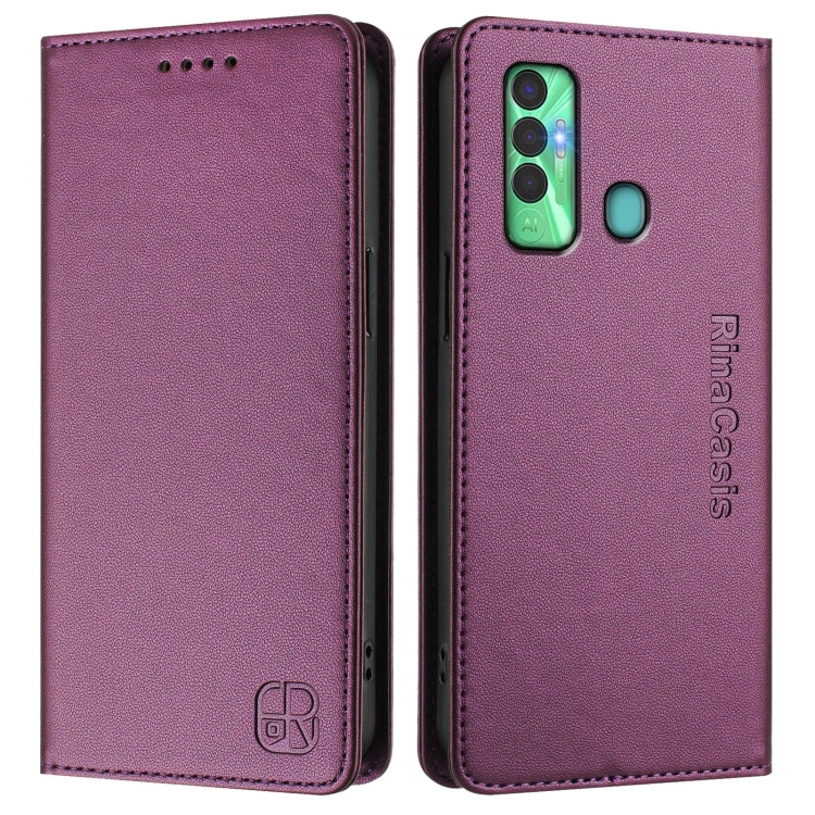 For Tecno Spark 7P RC01 Dual-Folded Magnetic Suction RFID Leather Phone Case