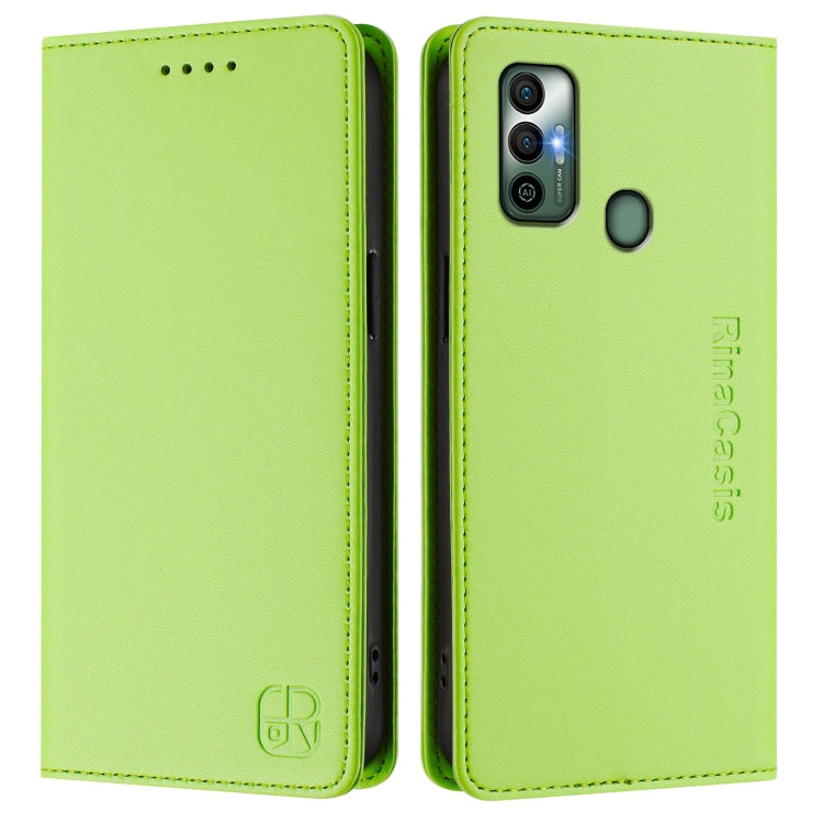 For Tecno Spark 7 / 7T RC01 Dual-Folded Magnetic Suction RFID Leather Phone Case
