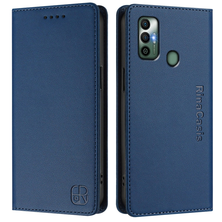 For Tecno Spark 7 / 7T RC01 Dual-Folded Magnetic Suction RFID Leather Phone Case