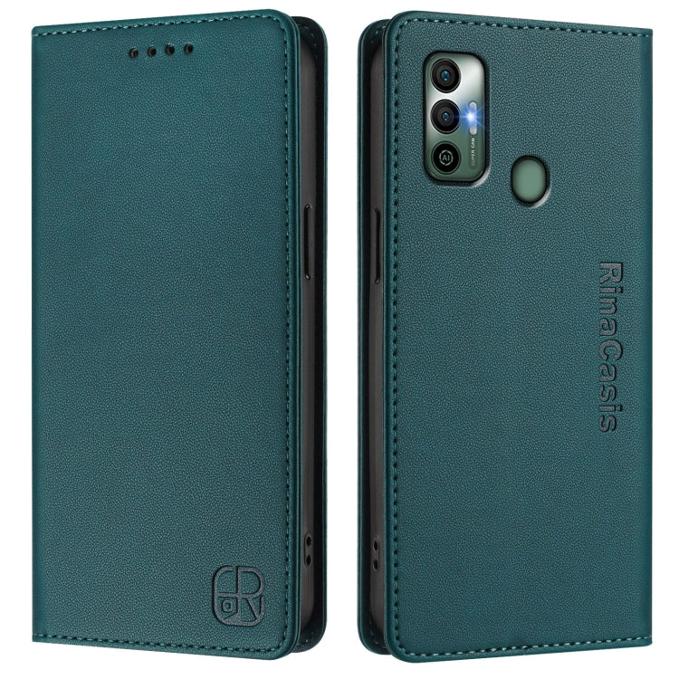 For Tecno Spark 7 / 7T RC01 Dual-Folded Magnetic Suction RFID Leather Phone Case