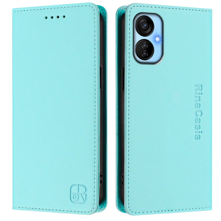 For Tecno Spark 9T / 9 Pro RC01 Dual-Folded Magnetic Suction RFID Leather Phone Case