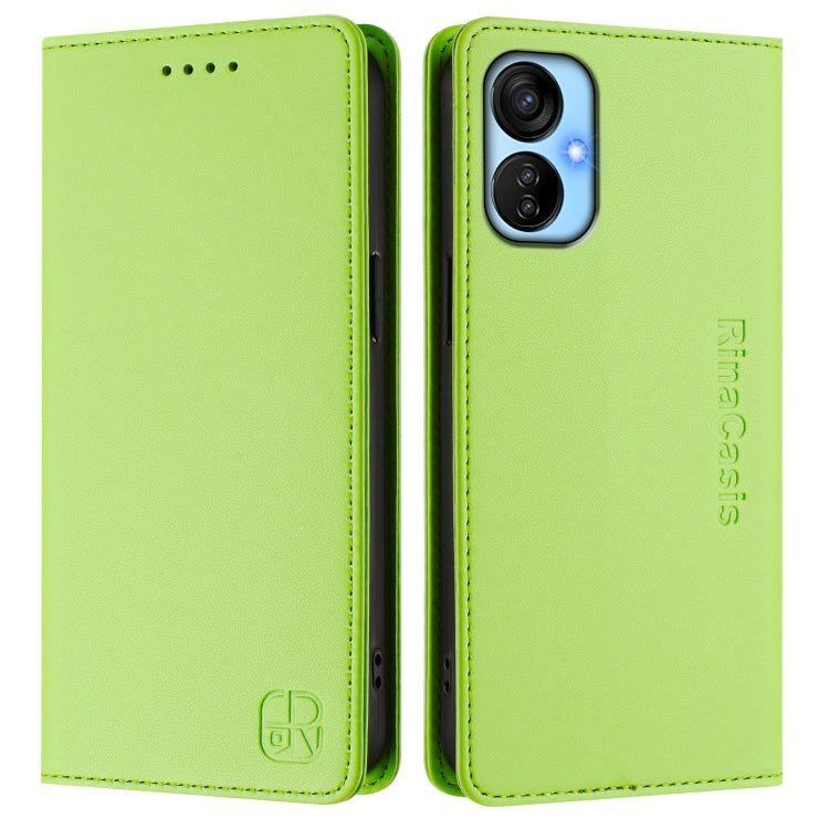 For Tecno Spark 9T / 9 Pro RC01 Dual-Folded Magnetic Suction RFID Leather Phone Case