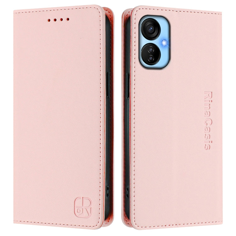 For Tecno Spark 9T / 9 Pro RC01 Dual-Folded Magnetic Suction RFID Leather Phone Case