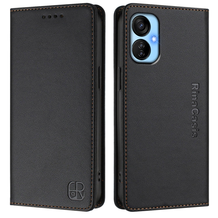 For Tecno Spark 9T / 9 Pro RC01 Dual-Folded Magnetic Suction RFID Leather Phone Case