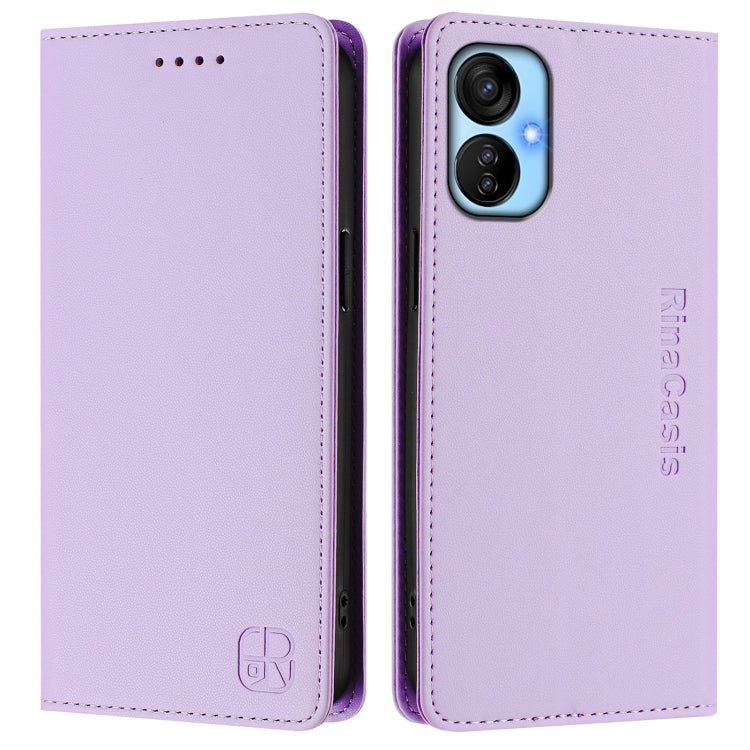 For Tecno Spark 9T / 9 Pro RC01 Dual-Folded Magnetic Suction RFID Leather Phone Case