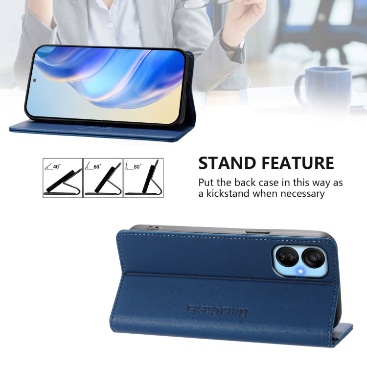 For Tecno Spark 9T / 9 Pro RC01 Dual-Folded Magnetic Suction RFID Leather Phone Case