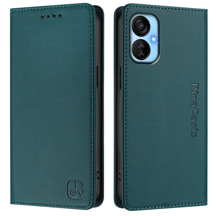 For Tecno Spark 9T / 9 Pro RC01 Dual-Folded Magnetic Suction RFID Leather Phone Case