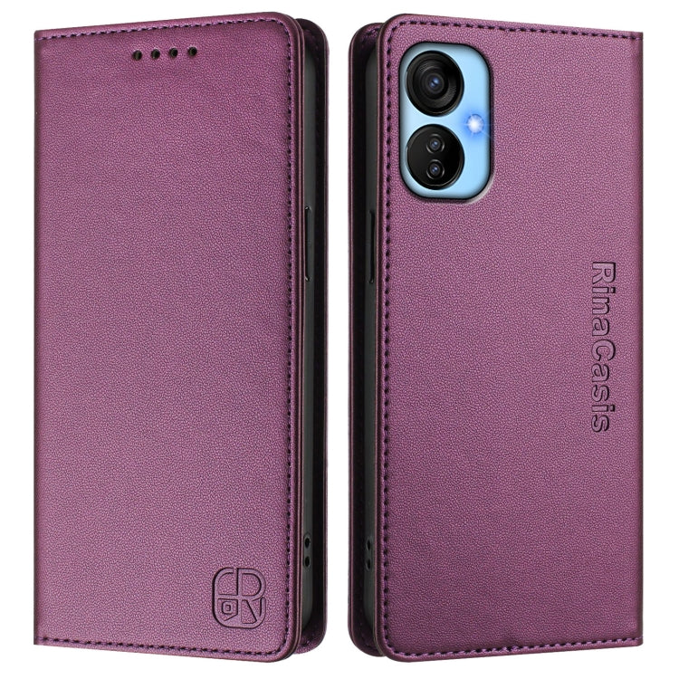 For Tecno Spark 9T / 9 Pro RC01 Dual-Folded Magnetic Suction RFID Leather Phone Case