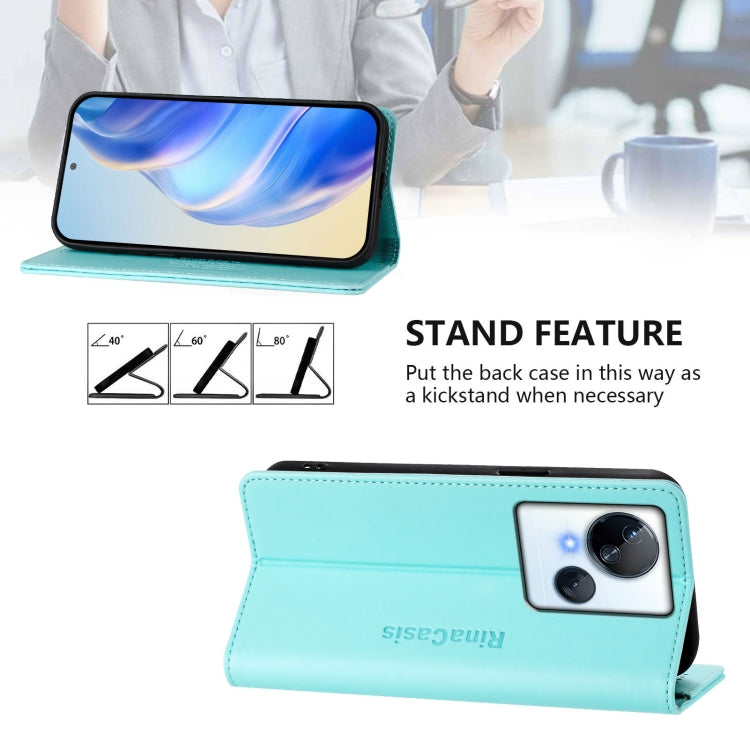 For Tecno Spark 10 5G RC01 Dual-Folded Magnetic Suction RFID Leather Phone Case