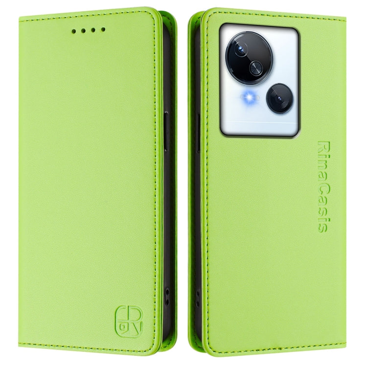 For Tecno Spark 10 5G RC01 Dual-Folded Magnetic Suction RFID Leather Phone Case