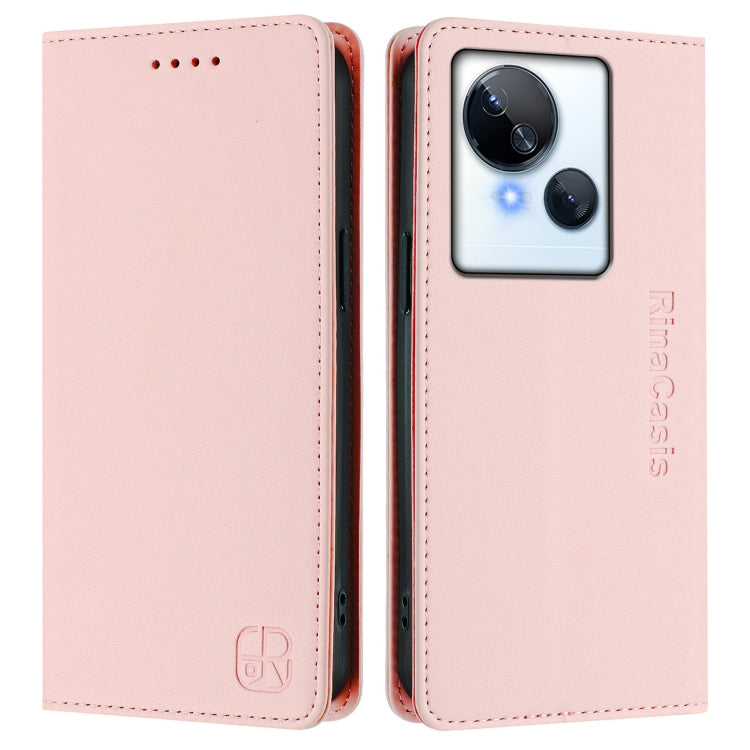 For Tecno Spark 10 5G RC01 Dual-Folded Magnetic Suction RFID Leather Phone Case