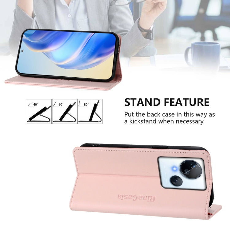 For Tecno Spark 10 5G RC01 Dual-Folded Magnetic Suction RFID Leather Phone Case