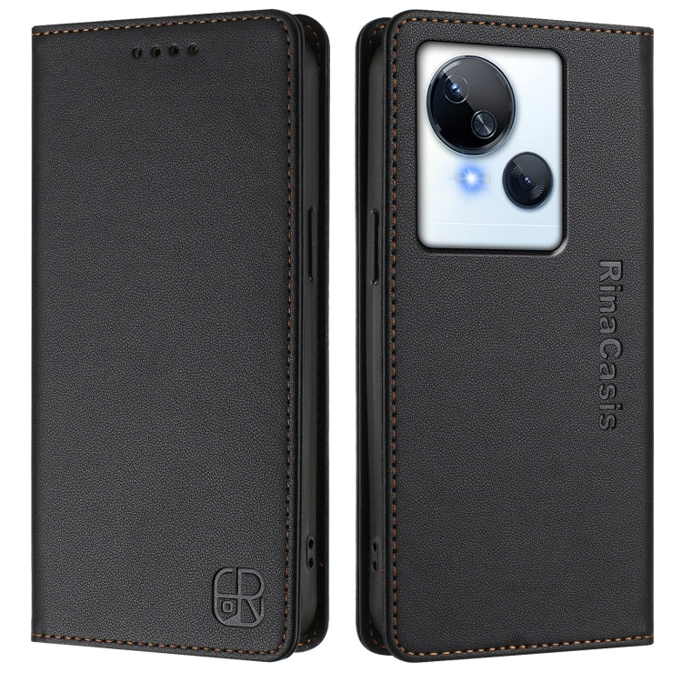 For Tecno Spark 10 5G RC01 Dual-Folded Magnetic Suction RFID Leather Phone Case
