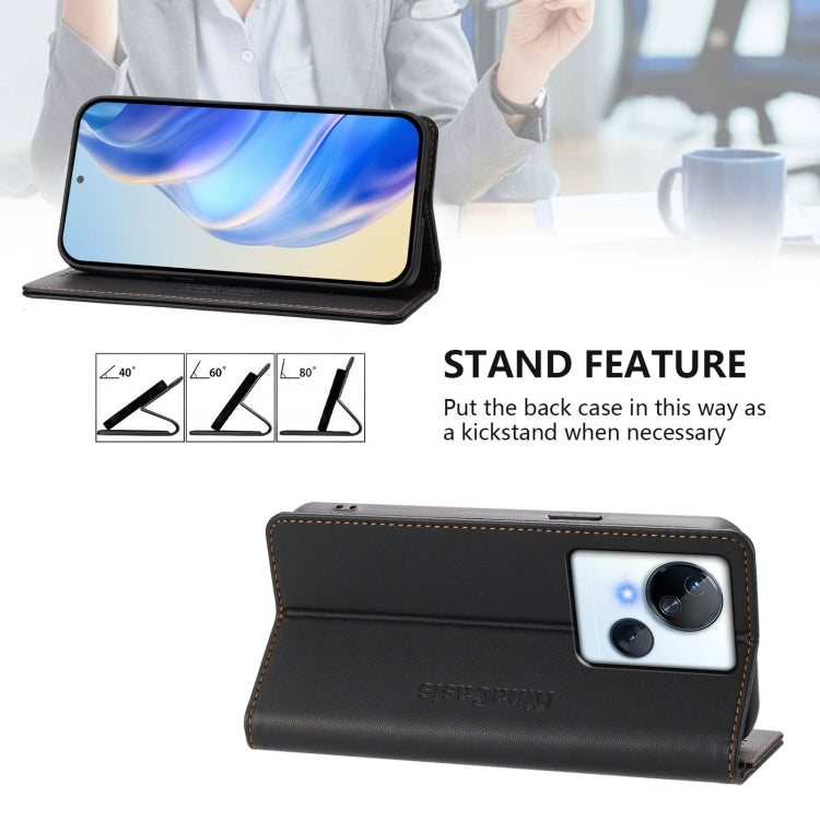 For Tecno Spark 10 5G RC01 Dual-Folded Magnetic Suction RFID Leather Phone Case