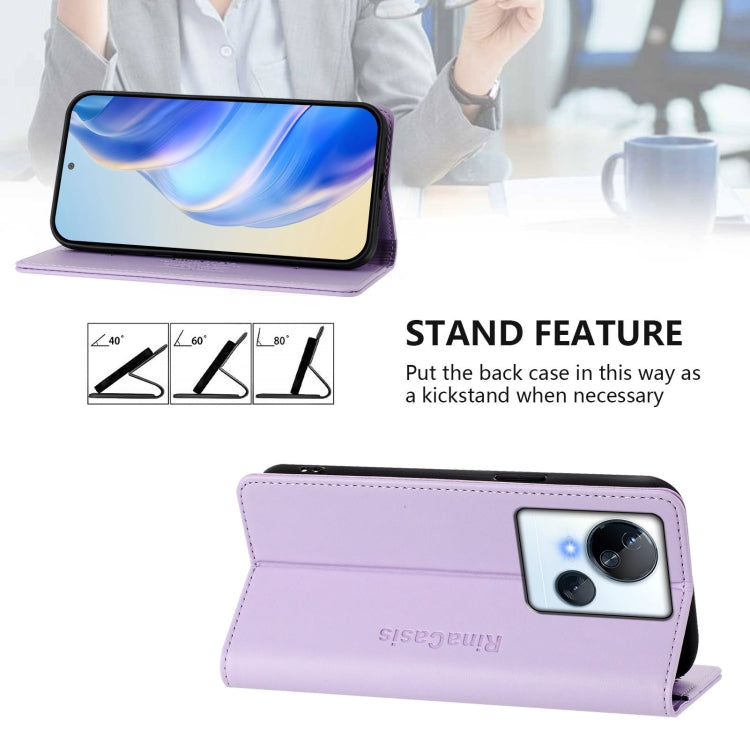 For Tecno Spark 10 5G RC01 Dual-Folded Magnetic Suction RFID Leather Phone Case