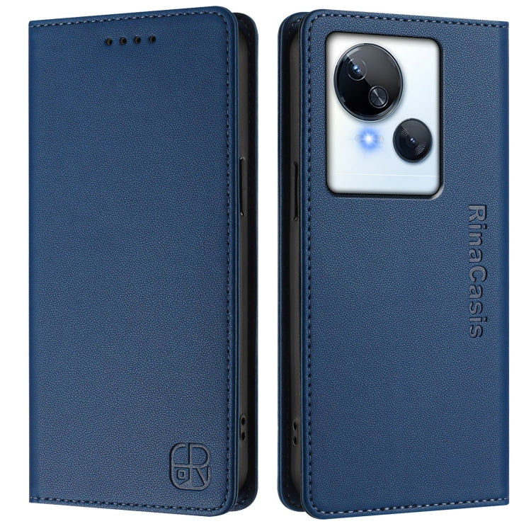 For Tecno Spark 10 5G RC01 Dual-Folded Magnetic Suction RFID Leather Phone Case