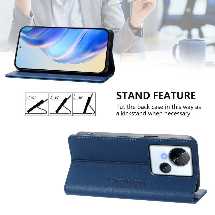 For Tecno Spark 10 5G RC01 Dual-Folded Magnetic Suction RFID Leather Phone Case