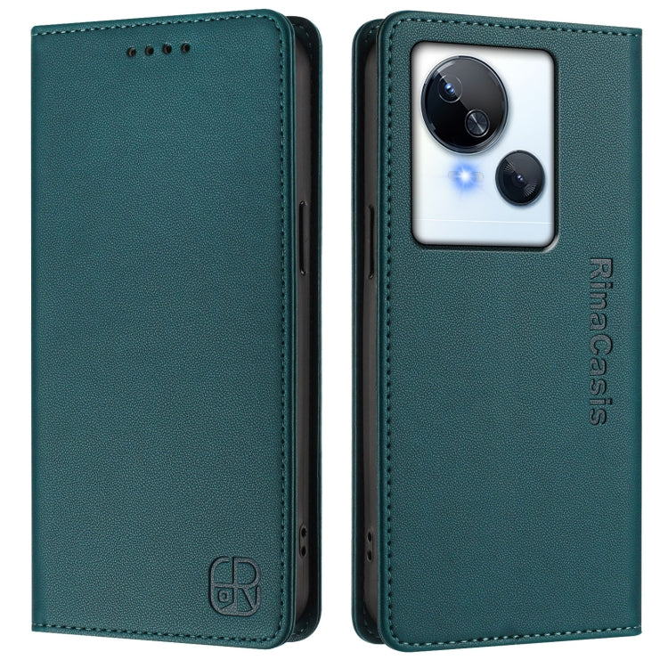 For Tecno Spark 10 5G RC01 Dual-Folded Magnetic Suction RFID Leather Phone Case