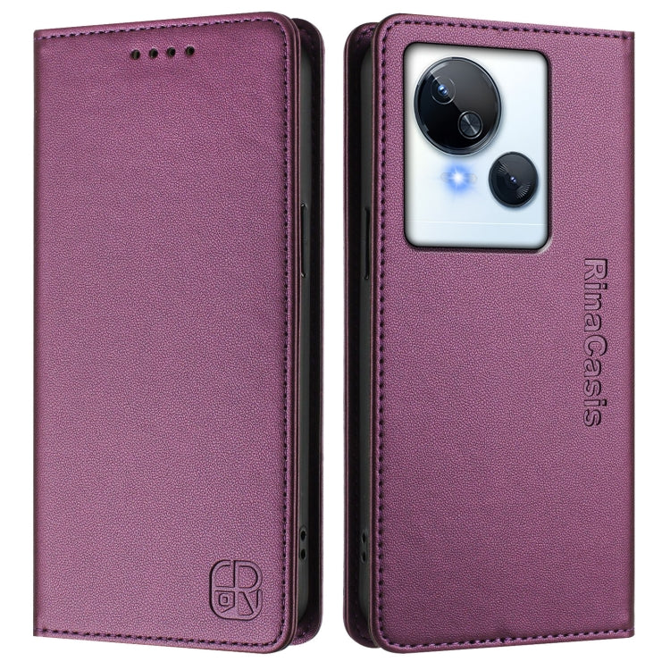 For Tecno Spark 10 5G RC01 Dual-Folded Magnetic Suction RFID Leather Phone Case