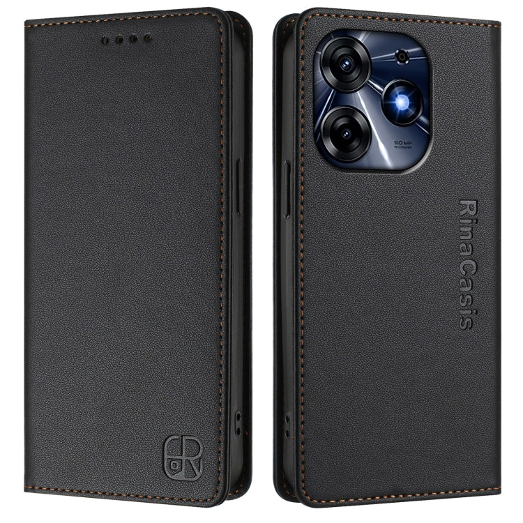 For Tecno Spark 10 Pro 5G / K17 4G RC01 Dual-Folded Magnetic Suction RFID Leather Phone Case