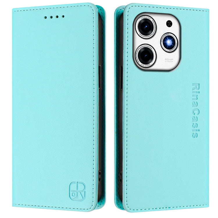 For Tecno Spark 10 Pro Magic RC01 Dual-Folded Magnetic Suction RFID Leather Phone Case