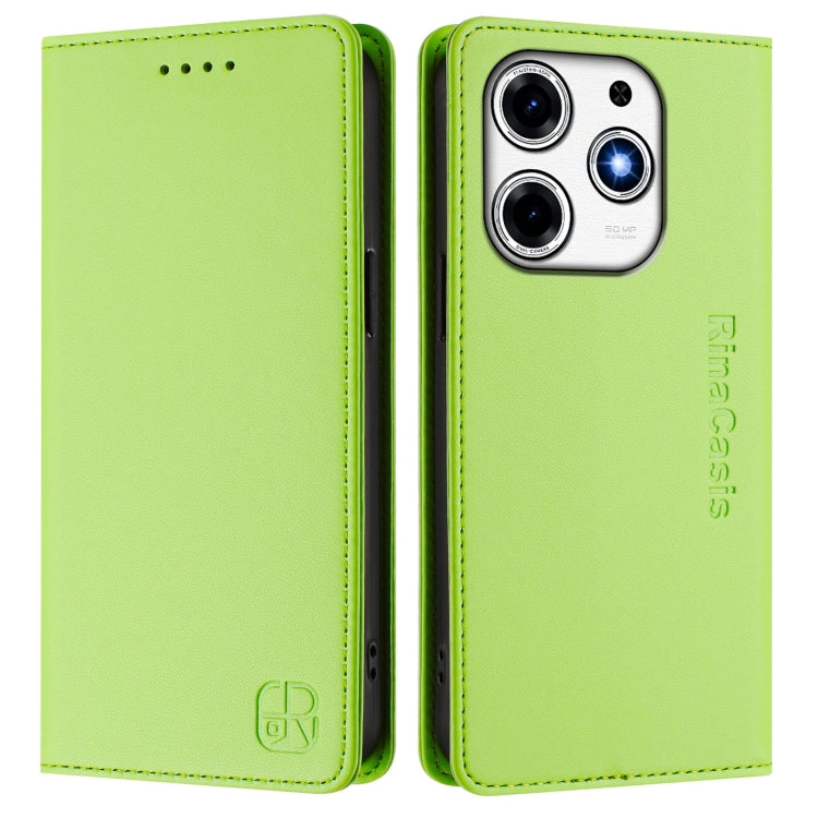 For Tecno Spark 10 Pro Magic RC01 Dual-Folded Magnetic Suction RFID Leather Phone Case
