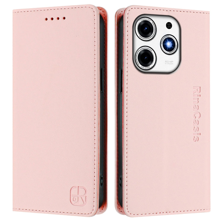 For Tecno Spark 10 Pro Magic RC01 Dual-Folded Magnetic Suction RFID Leather Phone Case