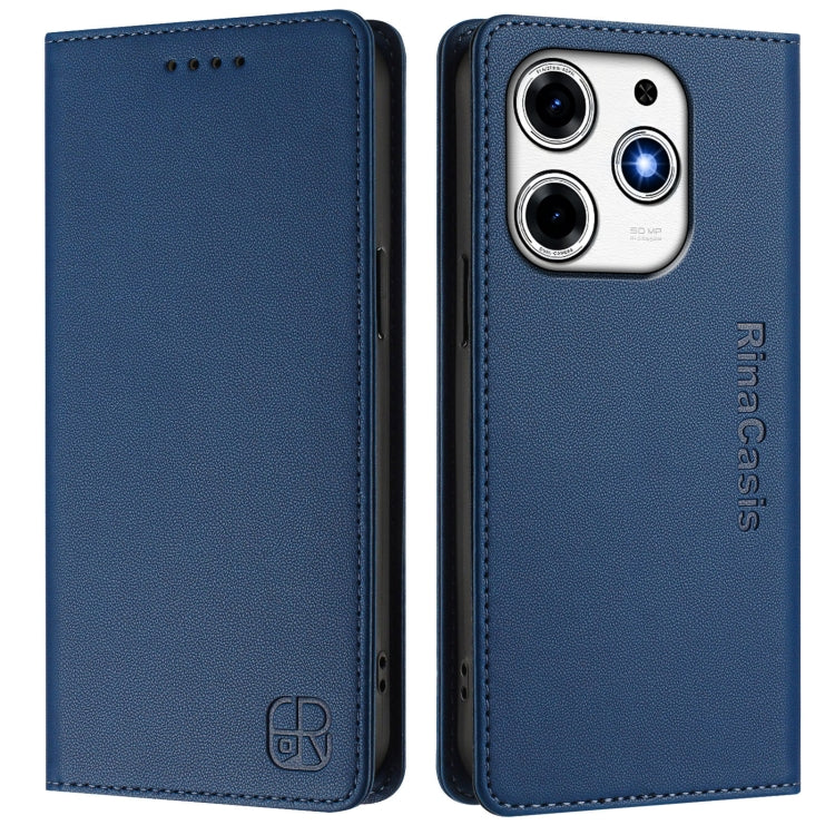 For Tecno Spark 10 Pro Magic RC01 Dual-Folded Magnetic Suction RFID Leather Phone Case