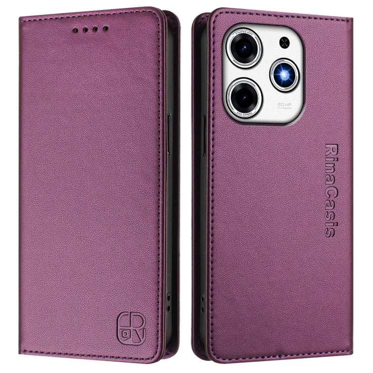 For Tecno Spark 10 Pro Magic RC01 Dual-Folded Magnetic Suction RFID Leather Phone Case