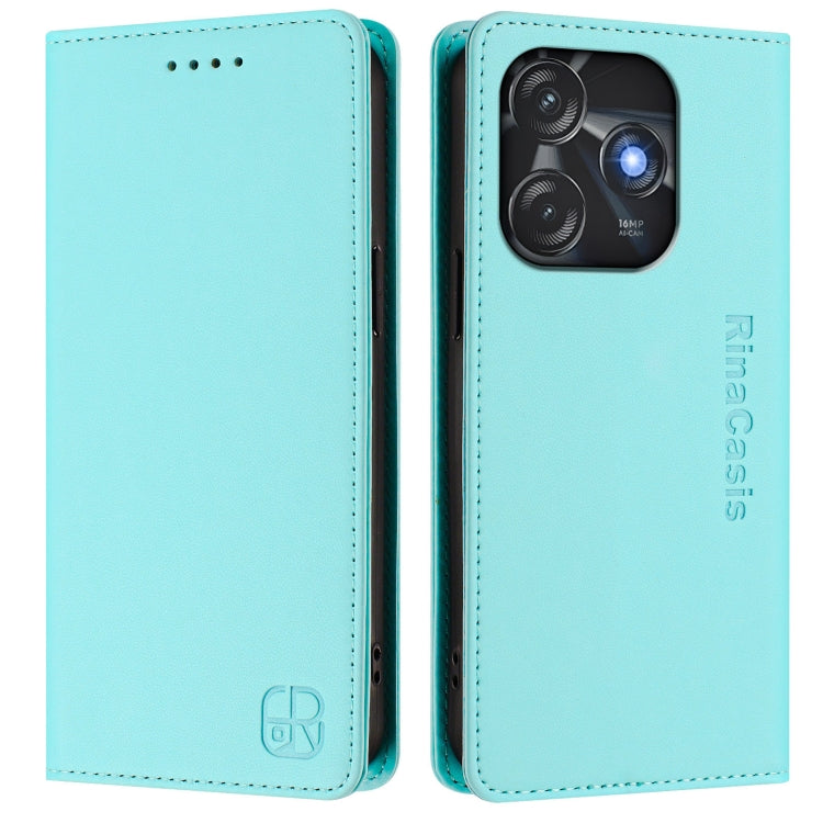 For Tecno Spark 10C / 10 4G RC01 Dual-Folded Magnetic Suction RFID Leather Phone Case