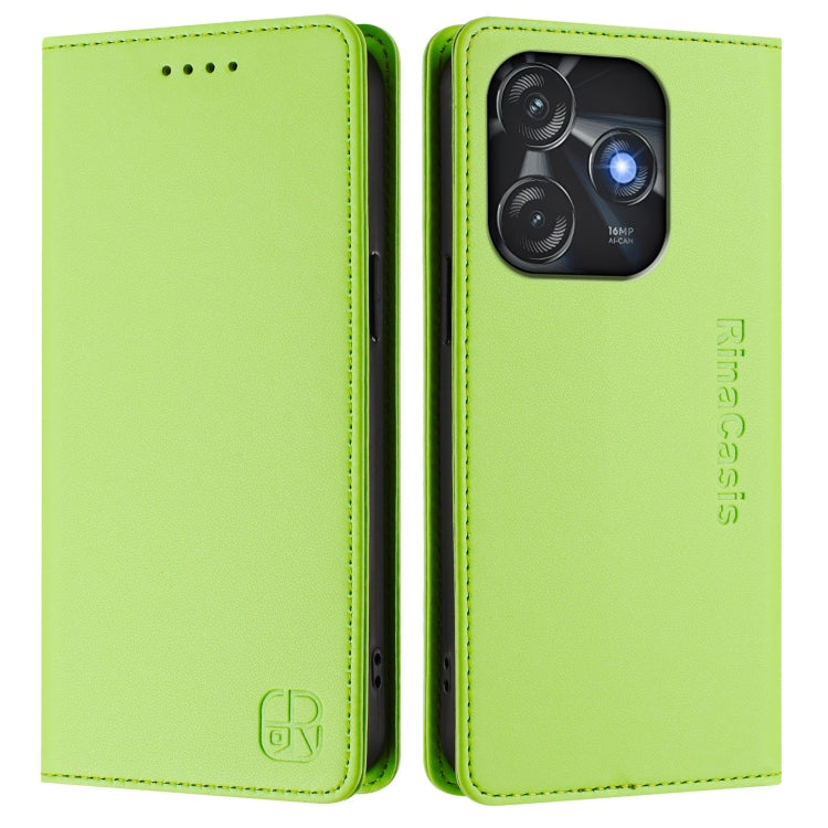 For Tecno Spark 10C / 10 4G RC01 Dual-Folded Magnetic Suction RFID Leather Phone Case
