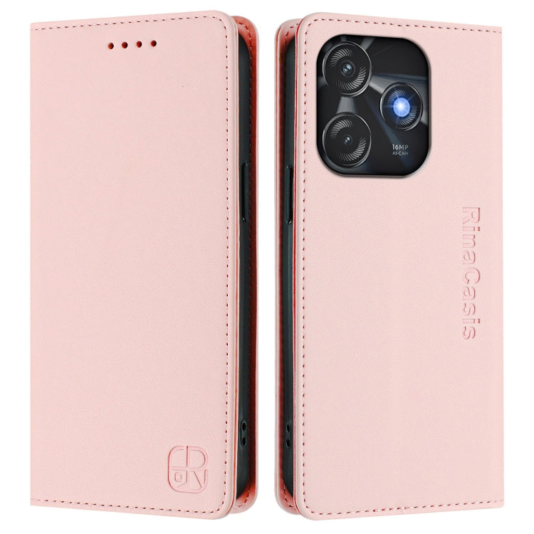 For Tecno Spark 10C / 10 4G RC01 Dual-Folded Magnetic Suction RFID Leather Phone Case
