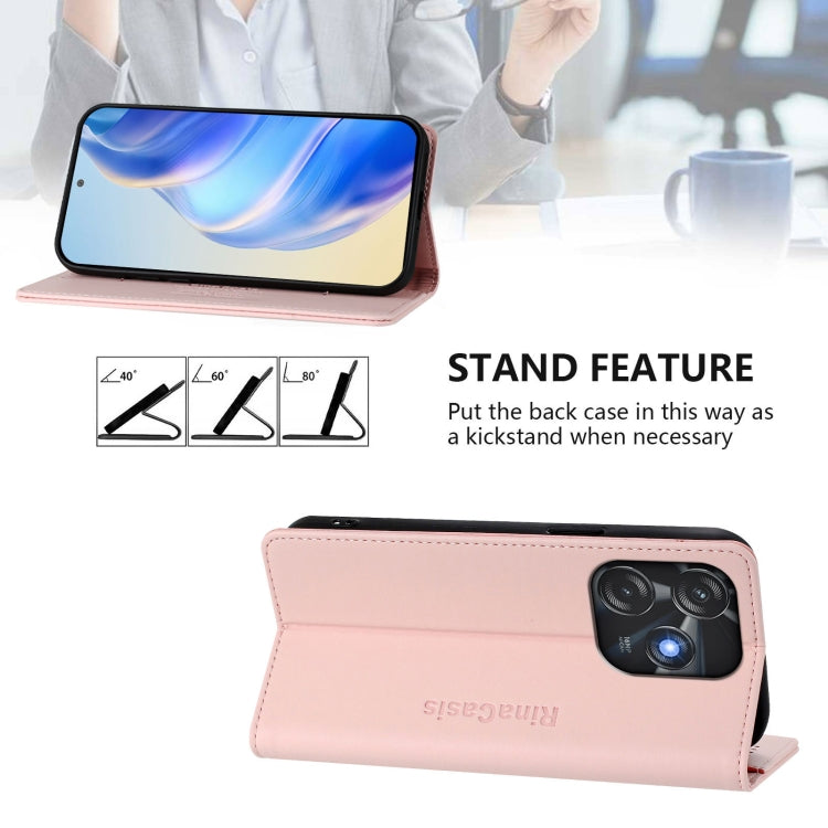 For Tecno Spark 10C / 10 4G RC01 Dual-Folded Magnetic Suction RFID Leather Phone Case